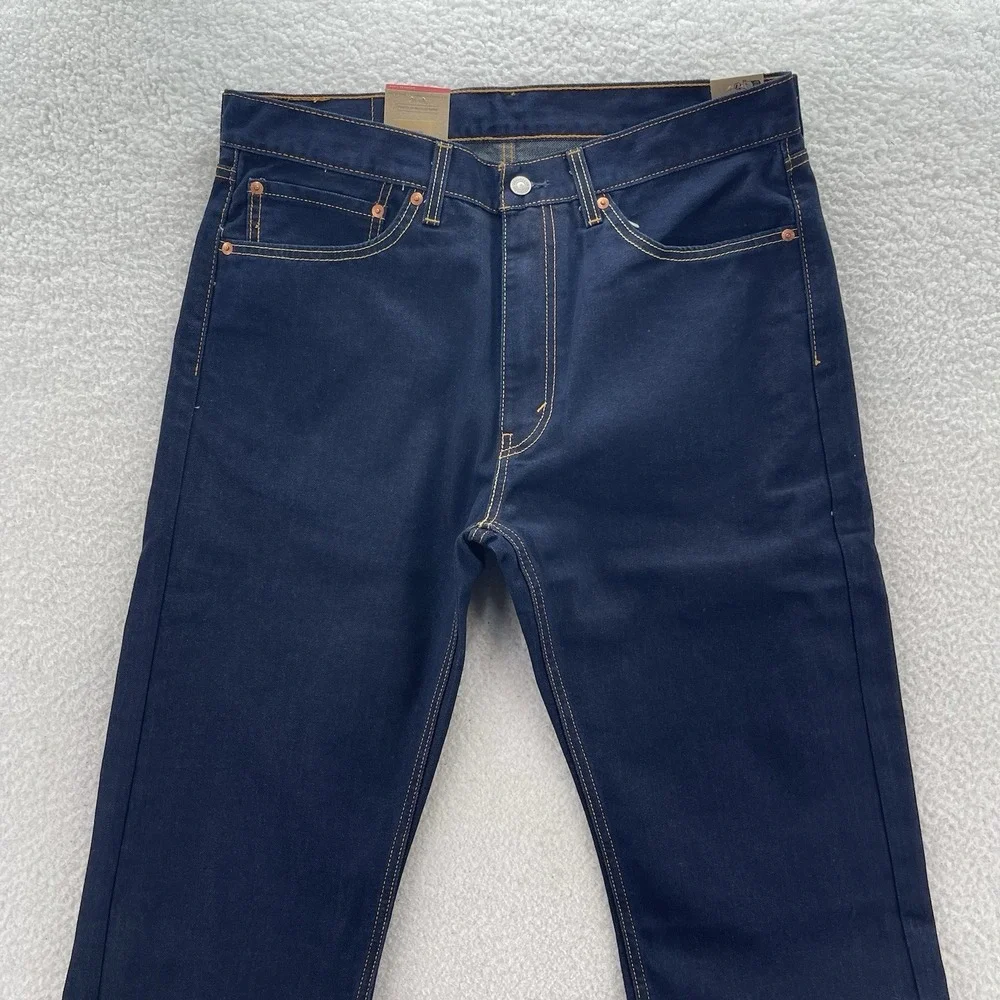 Levis  505 Jeans Mens 36x32 Blue Regular Straight Dark Wash Denim Cowboy NEW